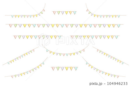 水彩風のかわいいガーランドセット 104946233