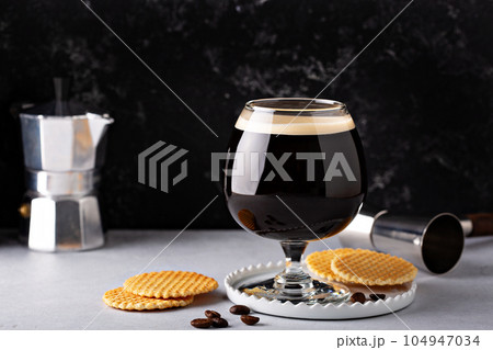 Irish coffee in a glass 104947034