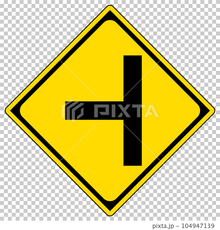 有路標、警告標誌、┫道路交叉口 104947139