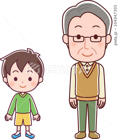 高齢男性と男の子のイラスト 104947305