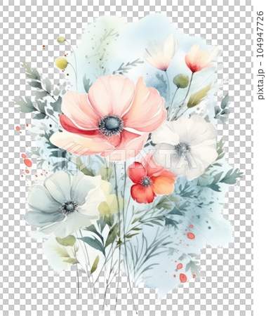 Watercolor floral background. Illustration AI Generative 104947726