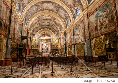 Malta, Valletta, interior of the Baroque Saint John 104948238