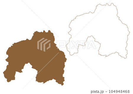 Landeck district (Republic of Austria or Osterreich, Tyrol or Tirol state) map vector illustration, scribble sketch Bezirk Landeck map 104948468