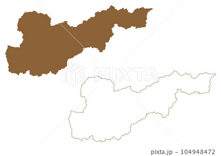 Liezen district (Republic of Austria or Osterreich, Styria, Steiermark or Stajerska state) map vector illustration, scribble sketch Bezirk Liezen map 104948472