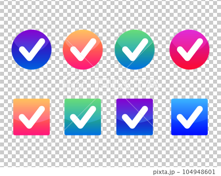 圓形和方形三維複選標記漸變 104948601
