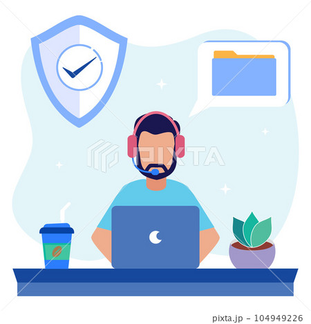 Illustration vector graphic cartoon character of data protection 104949226