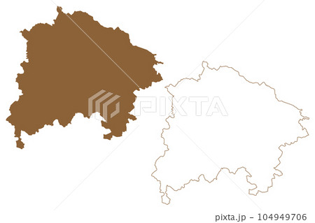 Waidhofen an der Thaya district (Republic of Austria or Osterreich, Lower Austria or Niederosterreich state) map vector illustration, scribble sketch Bezirk Waidhofen an der Thaya map 104949706