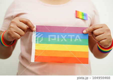 LGBT flag, rainbow color love symbol, pride month in June, vector illustration. LGBT flag, rainbow color love symbol, pride month in June, vector illustration. 104950460