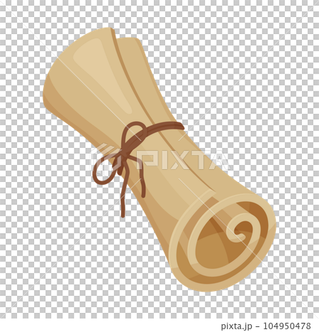 紐で縛った羊皮紙の巻物のイラスト 紐で縛った羊皮紙の巻物のイラスト 104950478