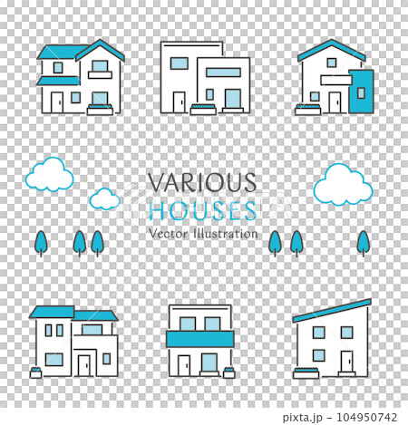 簡單房屋的矢量圖圖標集 簡單房屋的矢量圖圖標集 104950742