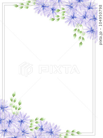 Hand drawn watercolor blue daisy flowers postcard isolated on white background. Can be used for poster, post card, wedding invitation, album. 104950798