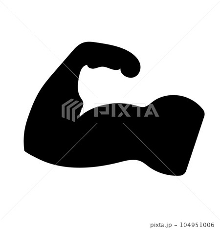 筋力トレーニングのシルエットアイコン。上腕二頭筋。ベクター。 104951006