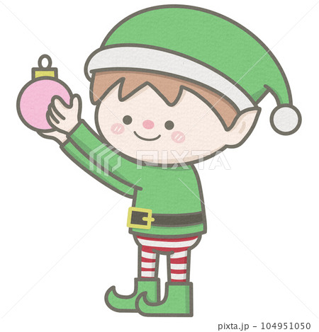 Little elf with Christmas ornament 104951050