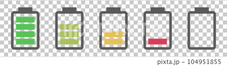 電池圖標設置不同的充電水平。向量。 104951855