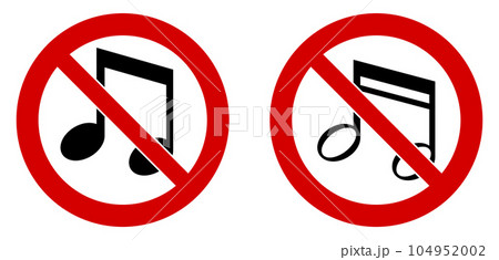 Keep your music low / quiet please sign. Musical note icon in red crossed circle Keep your music low / quiet please sign. Musical note icon in red crossed circle 104952002