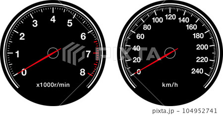 スピードメーターとタコメーターのイラスト素材 104952741