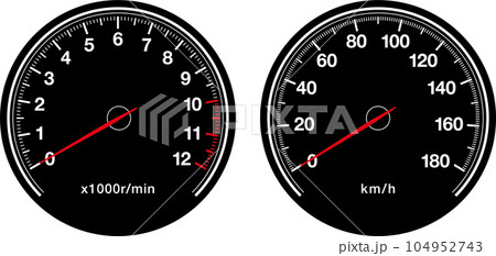 スピードメーターとタコメーターのイラスト素材 スピードメーターとタコメーターのイラスト素材 104952743
