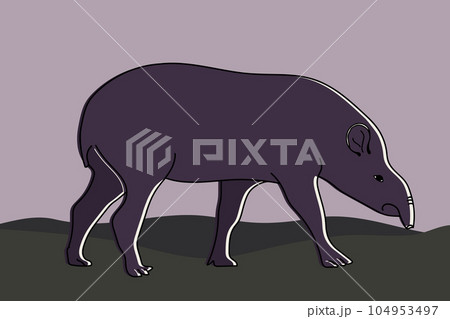 Hand drawn Tapir animal. Exotic animal background. Vector illustration Hand drawn Tapir animal. Exotic animal background. Vector illustration 104953497