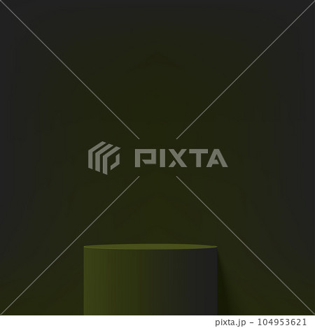 3d dark green color podium and minimal dark green color wall scene. 3d podium minimal abstract background. Vector 104953621