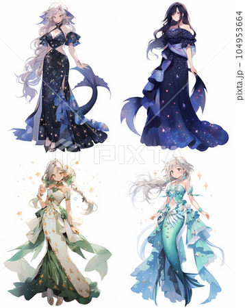全身立ち絵 星座モチーフ(うお座) 全身立ち絵 星座モチーフ(うお座) 104953664