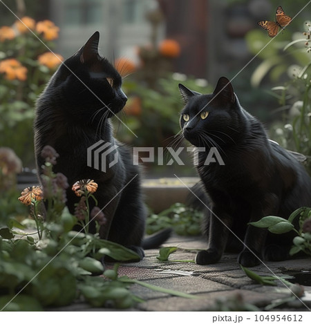 2匹の黒猫の逢瀬 2匹の黒猫の逢瀬 104954612