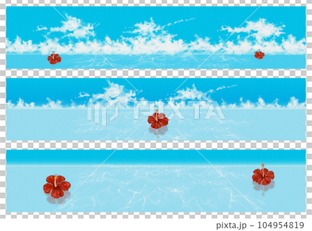 Summer illustration material (・∀・) Hibiscus floating in the sea 104954819