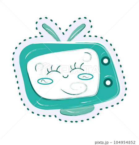 Isolated monochrome cute television sketch emoji icon Vector 104954852