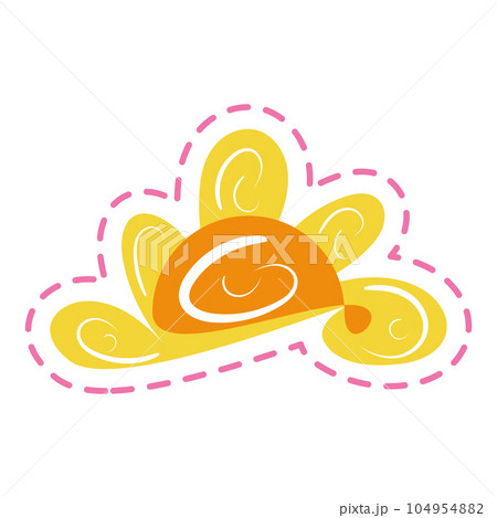 Isolated colored groovy sun sketch sticker icon Vector Isolated colored groovy sun sketch sticker icon Vector 104954882