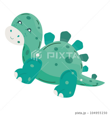 Isolated colored cute dinosaur character Vector Isolated colored cute dinosaur character Vector 104955150
