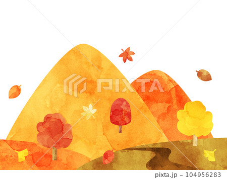 秋の山をイメージしたイラスト　水彩風加工バージョン 104956283
