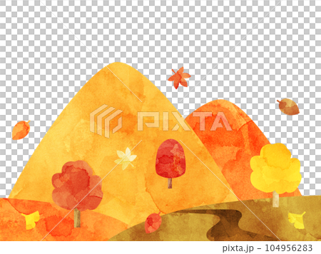 秋の山をイメージしたイラスト　水彩風加工バージョン 104956283
