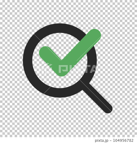 虫眼鏡とチェックマーク。検査。確認。ベクター。 虫眼鏡とチェックマーク。検査。確認。ベクター。 104956782