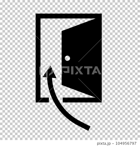 Open door and arrow. Enter. vector. 104956797