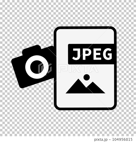 相機和 JPEG 文件圖標。向量。 104956815