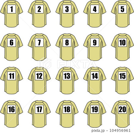 イラスト素材：野球背番号イラストセットのイラスト素材 [104956961
