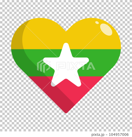心形緬甸國旗圖標。向量。 104957006