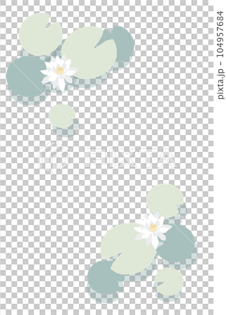 水に浮かぶ白い睡蓮のイラスト（寒中見舞い / 喪中） 104957684