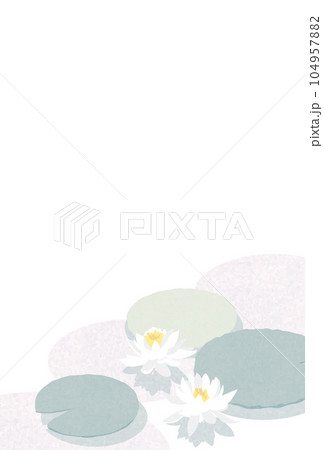 水に浮かぶ白い睡蓮のイラスト(寒中見舞い / 喪中) 水に浮かぶ白い睡蓮のイラスト(寒中見舞い / 喪中) 104957882