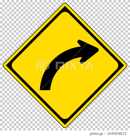 Road signs, warning signs, there is a right turn 104959072