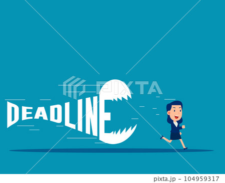 Business people running in panic from big deadline. Business vector illustration Business people running in panic from big deadline. Business vector illustration 104959317