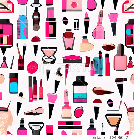 Beauty makeup abstract pattern seamless, random element vintage design wallpaper  104960329