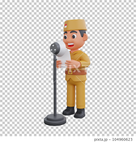 3d warrior character with indonesian independence day concept 3d warrior character with indonesian independence day concept 104960623