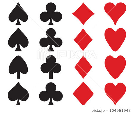 Set of symbols on playing cards on a white background 104961948