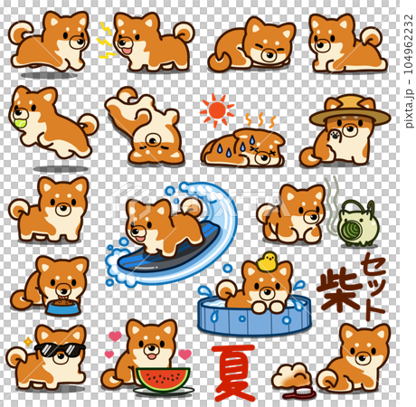 Shiba Inu deformed illustration set [summer] 104962232
