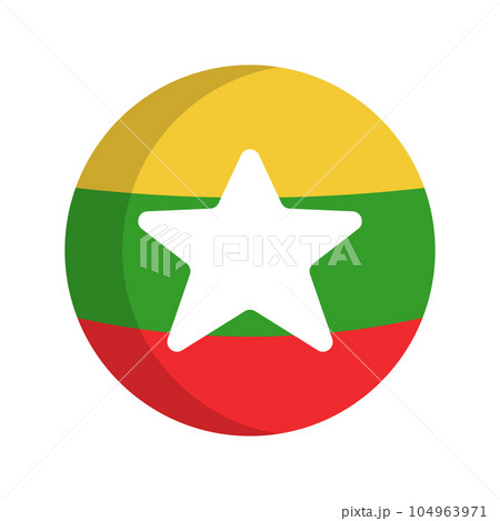 フラットデザインの丸いミャンマー国旗のアイコン。ベクター。 104963971