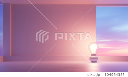 シンプルな部屋と電球　AI画像 104964385