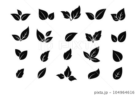 Set of green leaf icons. Leaves icon. Leaves of trees and plants. Collection green leaf 104964616