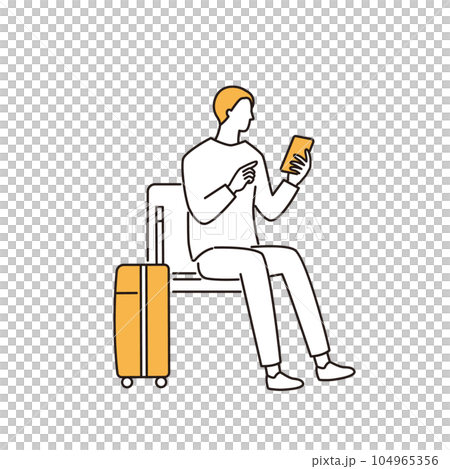 Male tourist checking on smartphone Male tourist checking on smartphone 104965356