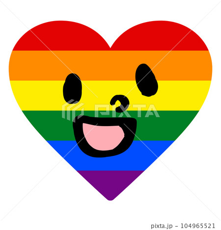 笑顔のレインボーカラーのハート 104965521