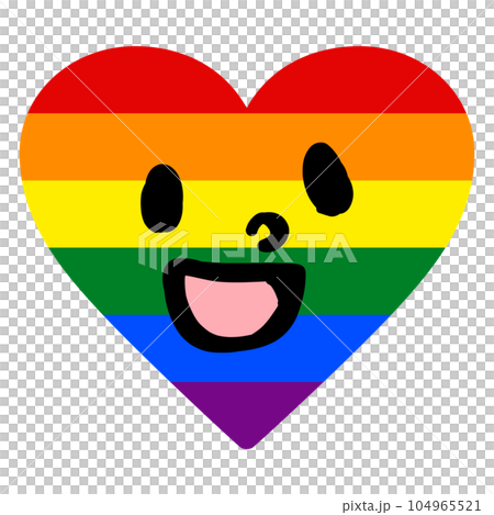 笑顔のレインボーカラーのハート 104965521